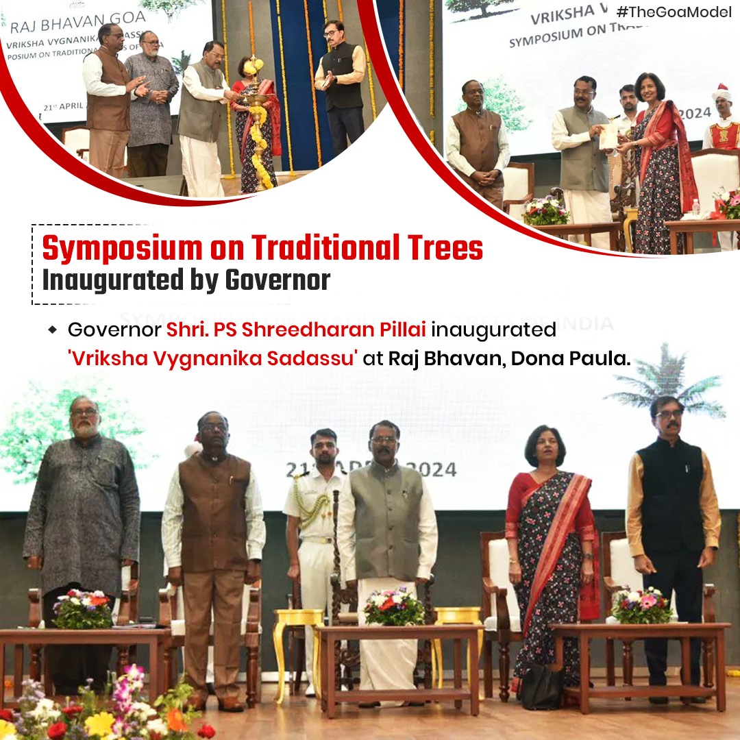 Governor Shri. @psspillaigov inaugurated 'Vriksha Vygnanika Sadassu,' a symposium on traditional Indian trees, at Raj Bhavan, Dona Paula. #TheGoaModel
#PSSreedharanPillai #IndianTrees #Symposium #RajBhavan #DonaPaula #TreeConservation #EnvironmentalAwareness #Biodiversity