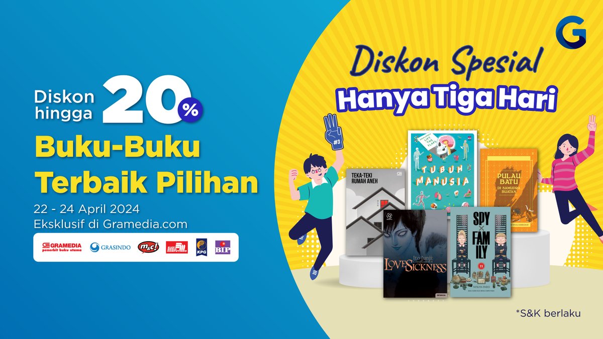 📚🎉 Diskon Spesial Koleksi Buku Terbaik 🎉📚 Jangan lewatkan diskon istimewa hingga 20% untuk koleksi buku terbaik pilihan, hanya berlangsung selama 3 hari! Waktunya untuk memenuhi wishlist buku-buku favoritmu dengan harga istimewa. Serbu sekarang bit.ly/3Uunwrz 📚💫