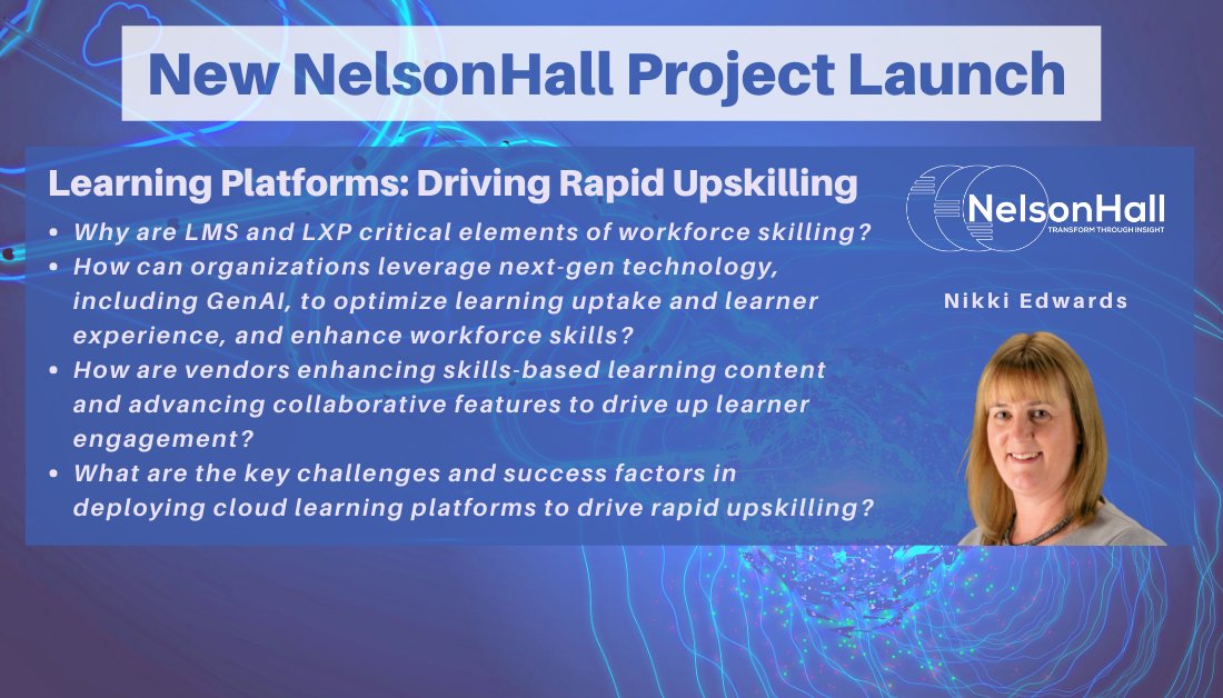 Thanks 2 @Infosys 4 booking a briefing for my @NelsonHall ‘Learning Platforms: Driving Rapid Upskilling’ project. Look forward to speaking on April 30, 2024 about latest platform developments + 2024 strategy. #Learning #LnD #LearningPlatforms #Upskilling #HR @NHInsight