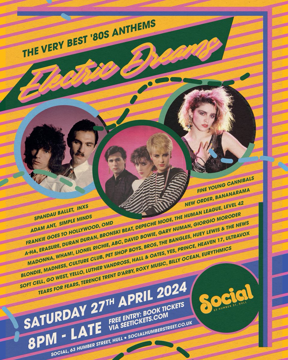 THIS WEEK More great comedy, live music, and clubbing for you, with: 🟦 @comedyray 📅 Wed 24 April 🟦 @Hayles_Ellis (sold out) 📅 Thu 25 April 🟦 PorkPie (final 30 tickets) 📅 Fri 26 April 🟦 Electric Dreams (final 50 tickets) 📅 Sat 27 April 🎟 bit.ly/SocialWhatsOn