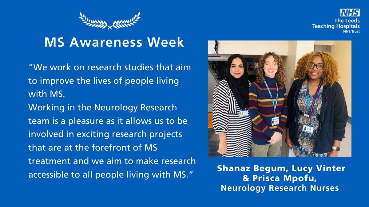 Celebrating our neurology research team during #MSAwarenessWeek24! This week we recognise our research nurses Prisca, Shanaz & Lucy and their work in the broader team, aiming to change the lives of those living with #multiplesclerosis. #NeurologyResearch