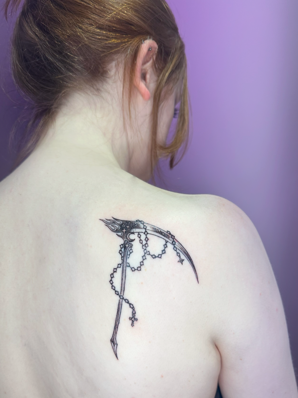 onedaytattstd's tweet photo. Magical Scythe by Violet 💜 
.
❌ BOOK NOW ⚡ https://t.co/EIl74IjtjJ
.
 #tattoostudio #tattoos #tattooart #tattoolondon #londonartist #londonart #tattoolife #tattooideas https://t.co/8dUOfTkNx1