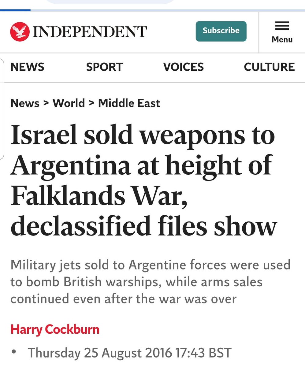 @georgegalloway @metpoliceuk Anyone who supports Israel and think they are our allies would love to see them justify their support of Argentine and supply of weapons during the Falklands war killing our troops.