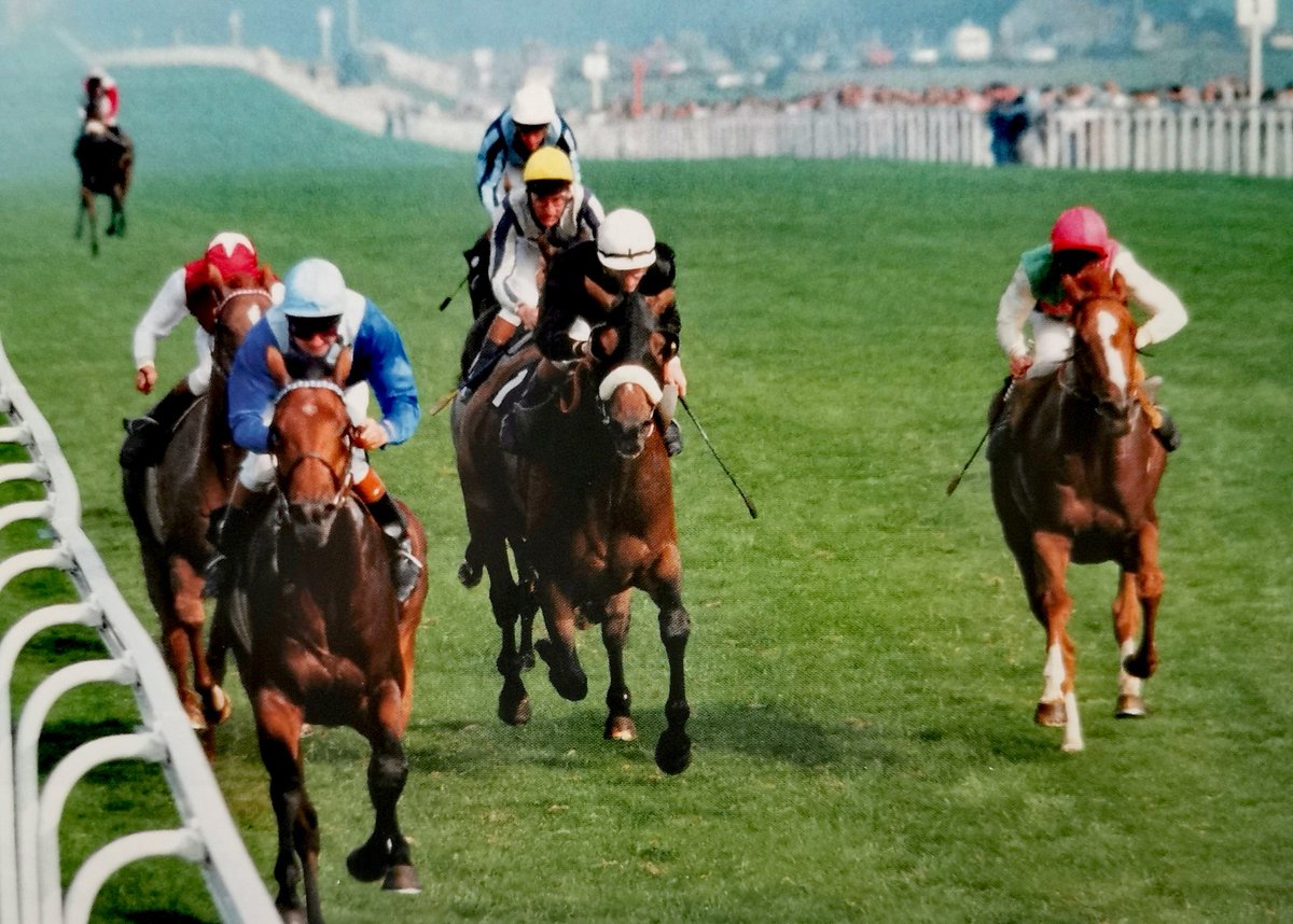 1985 2000 Guineas winner Shadeed (Walter Swinburn) bounced back from his Derby disappointment to win the Queen Elizabeth II Stakes from the blinkered Teleprompter (winner of the race the previous year) and Zaizafon, in the Khalid Abdullah colours...
Timeform Rating 135.