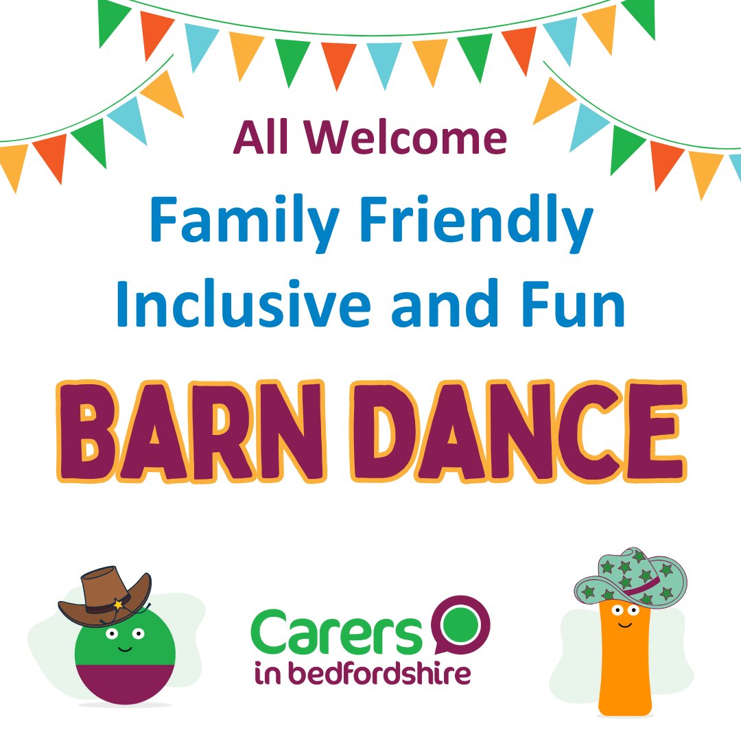 Looking for a fun family friendly night out this Friday? Come along to our Barn Dance. All welcome. Doors open 6.30pm. Event ends 9.30pm. £10 per adult, £5 per child, including food! More details can be found here: carersinbeds.org.uk/events/barn-da…