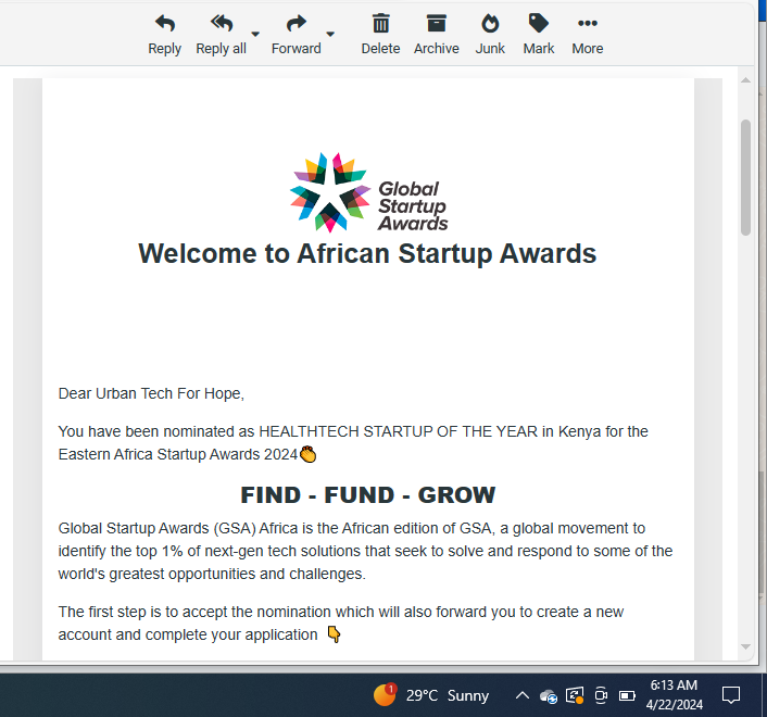 We're Thrilled to Announce @UrbanTech4Hope 's Nomination for Eastern Africa Startup Awards 2024
We are set for the HEALTHTECH STARTUP OF THE YEAR award at the prestigious Global Startup Awards under this category
#Awards #telemedicine #mhealth #digitalhealth  #healthcare  #Kenya