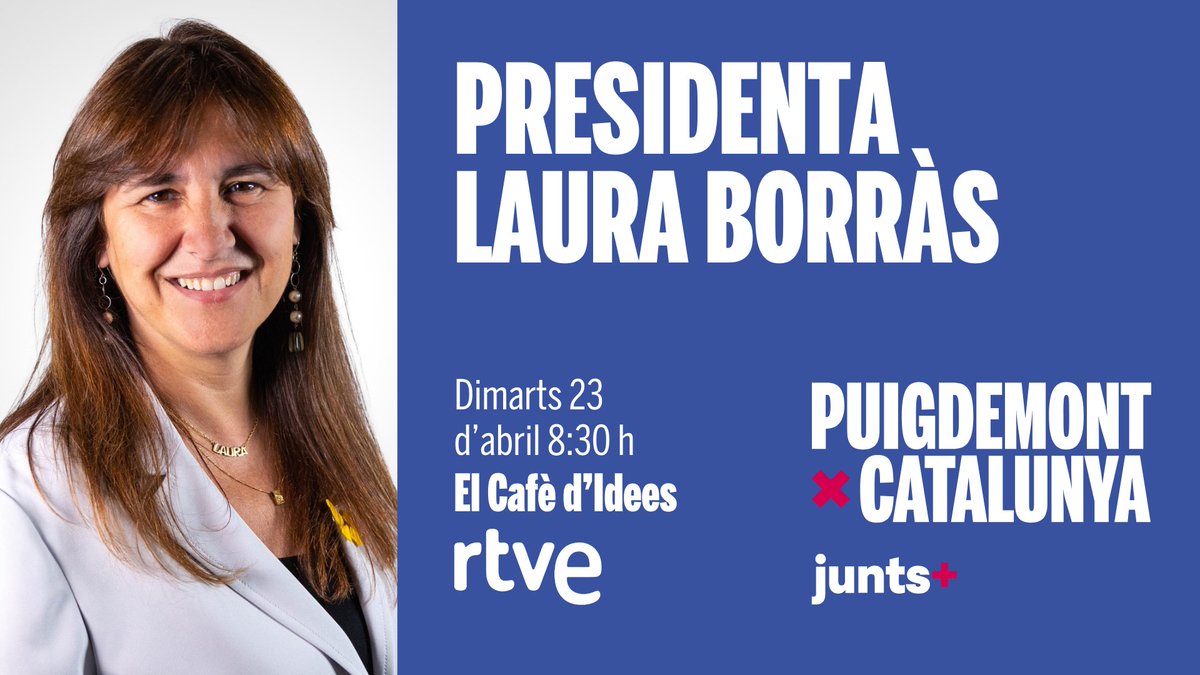 📺 A partir de les 8.30 hores, no et perdis l'entrevista de la presidenta @LauraBorras a @cafedidees_rtve. 📌 La pots seguir en directe aquí: rtve.cat/directe