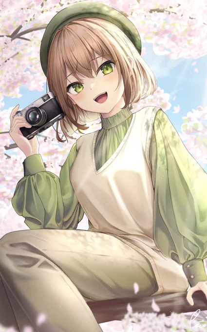 「ねぇ、写真撮ってくれない?」#オリジナル #イラスト 