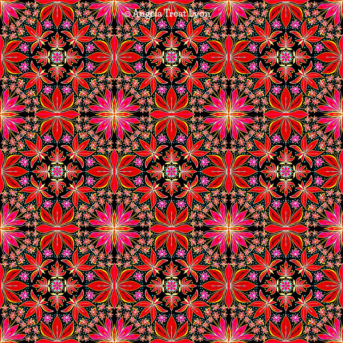 Combatting depression with color!
This is the repeat pattern from my drawing named Red Flerz. I aim to get some fabric printed with it and make it into a shirt for times I feel down and dirty. #patterndesign #surfacedesign