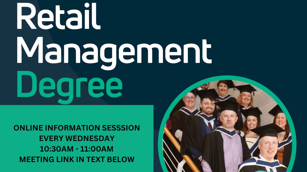 Every Wednesday from 10:30am - 11:00am we are hosting online Information Sessions for the Retail Management Degree.
If you are curious, come along this Wednesday and talk to our team.  Here is the Teams meeting link:: bit.ly/449ee7m
#irishretail #workbasedlearning