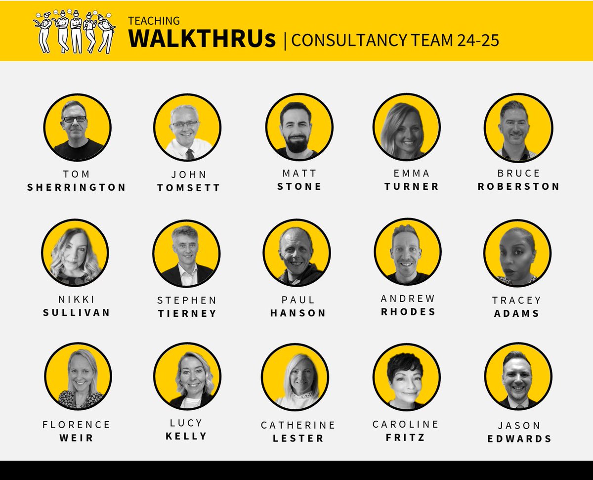 Our expert team of @WALKTHRUs_5 consultants is highly-skilled in partnering with school leaders to design & initiate a powerful WalkThrus-based PD programme: 🟡 @teacherhead 🟡 @johntomsett 🟡 @MattTeachCoach 🟡 @Emma_Turner75 🟡 @Bruce_NextLevel 🟡 @Nikki__Sullivan 🟡…