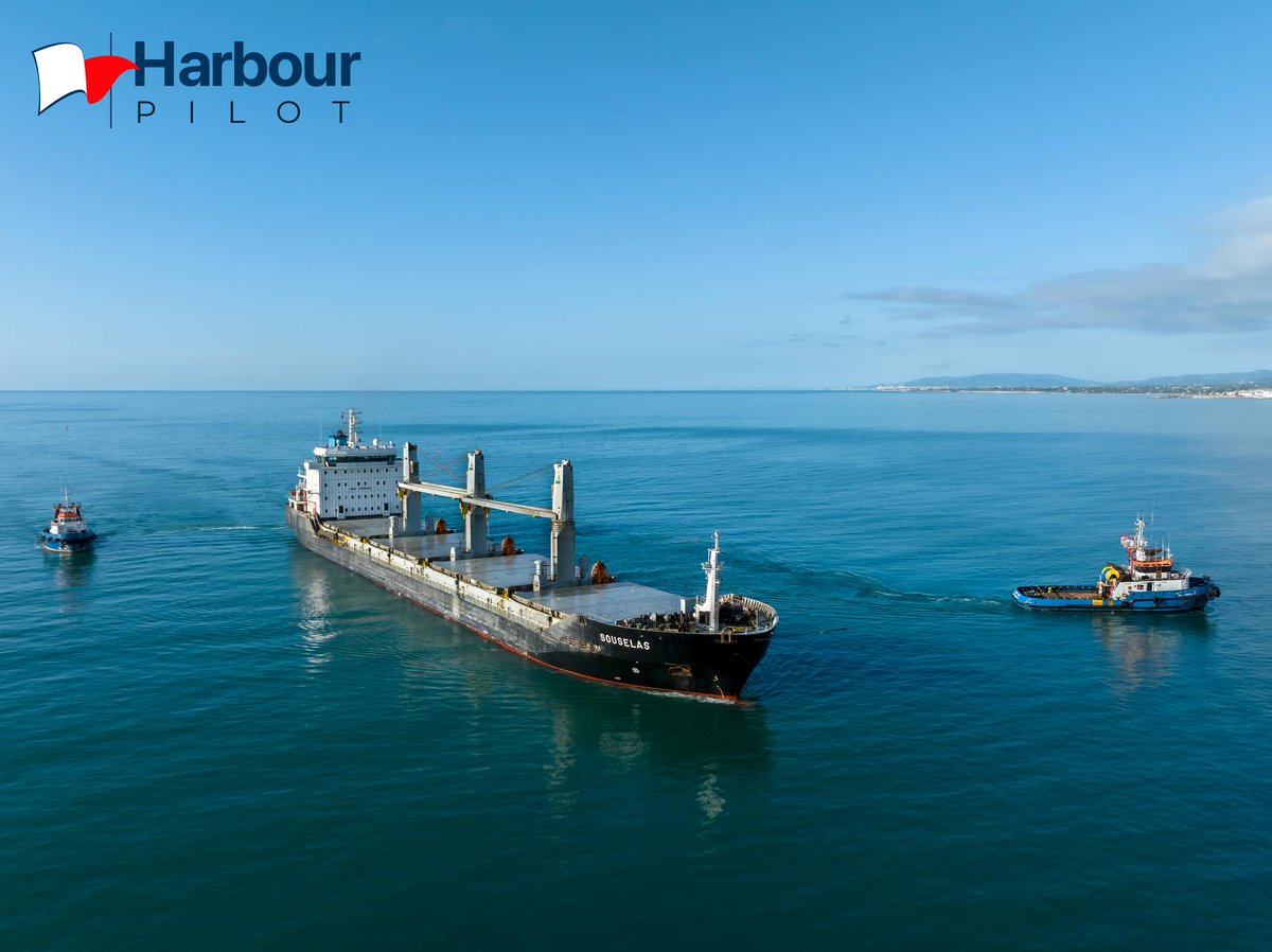 Souselas assisted tugs inbound Alcanar/Cemex port. 
harbourpilot.es/wp-content/upl…
#shipping #Maritime #Cemex