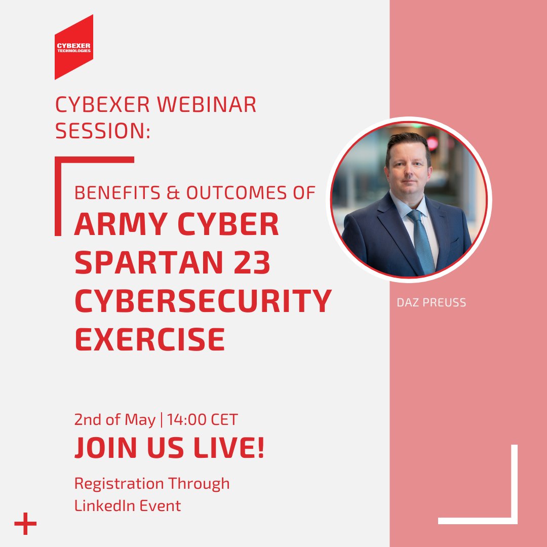 ✨ We are excited to announce the upcoming webinar session about the benefits &amp; outcomes of British Army Cyber Spartan 23 #cybersecurity exercise! 

👉 For more info, have a look at the event: linkedin.com/events/benefit…

#CyberResilience #CyberExercise