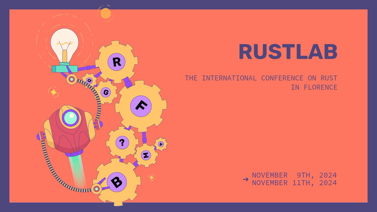 rustlab_conf's tweet image. 🎉 Hey Rustaceans, let&apos;s make some magic happen at #RustLab2024! 🦀
But hurry, the deadline to submit your proposals is just around the corner – May 6th will be here before you know it! ⏱️ 
👉 rustlab.it/call-for-propo…
#RustLab #CFP #RustLang