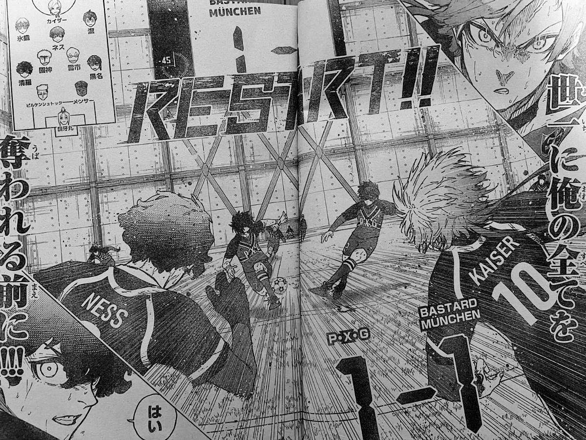 NewBear99's tweet photo. Blue Lock Manga Chapter 259 Spoilers
Chapter Begins with Kaiser loses control and decides to give his all to destroy Isagi🔥😭The Match Restart (PxG Posses The Ball) Kaiser and Ness starts the Hunt!❤️🔥
#bllk259 #bluelock259 #bluelock #BLLKSpoilers #ブルーロック #mangareader https://t.co/EDdDWLjvgE