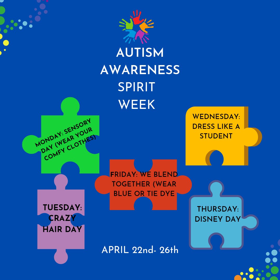 Join us for Autism Awareness Spirit Week. #AutismAwarenessMonth #SpiritWeek #WeAreNewHorizons #GoingBoldly @NHREC_VA