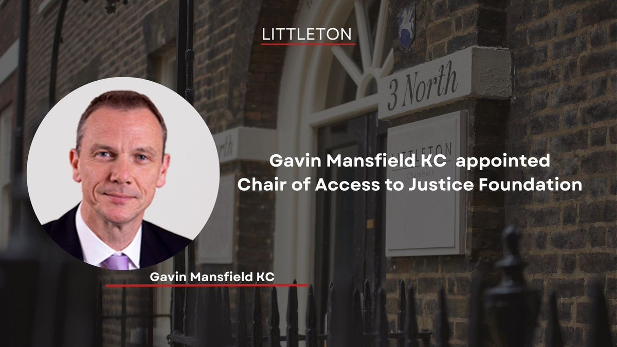 Head of Chambers Gavin Mansfield KC appointed Chair of Access to Justice Foundation

littletonchambers.com/head-of-chambe…

#LittletonChambers