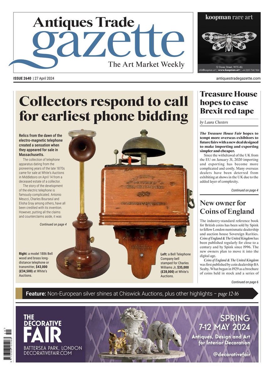 Our weekly print edition is now available to view online – our latest batch of exclusive content including a special feature on Silver, plus all our regular sections: News, Auction Reports, Art Market, Dealers’ Diary, Fairs & Markets: buff.ly/3WafNAe