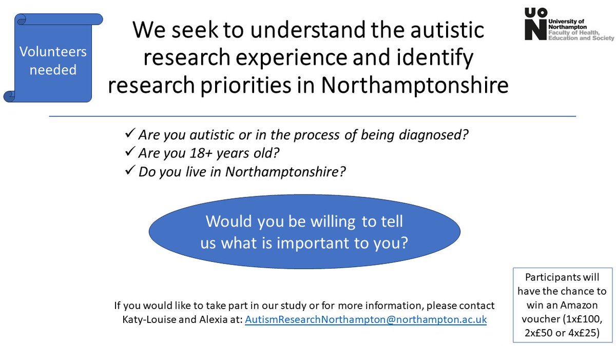 AAchtypi's tweet photo. 🔊Participants needed for our research study aiming to answer these two key questions:
✅ What should be the priorities for autism-focused research? 
✅ How can research provide meaningful findings for autistic individuals?

Check out the flyer below for more details 👇🏻 https://t.co/8J6AxHihjt