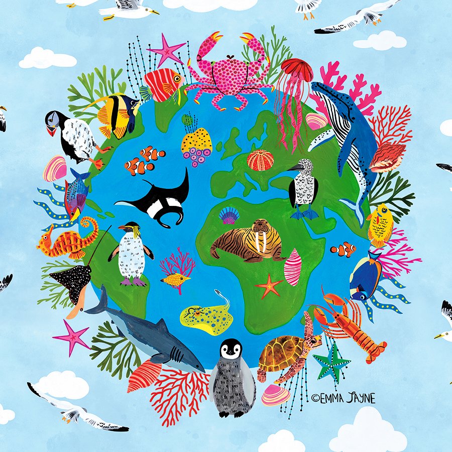 Happy #EarthDay2024! 🌍This image I created for M&S. This year's theme is about 'Planet vs. Plastics'. There's a big push to phase out single-use plastics and achieve a 60% reduction by 2024. #EarthDay #illustrationart #illustrator #kidlitartist #HappyEarthDay #kidlitart