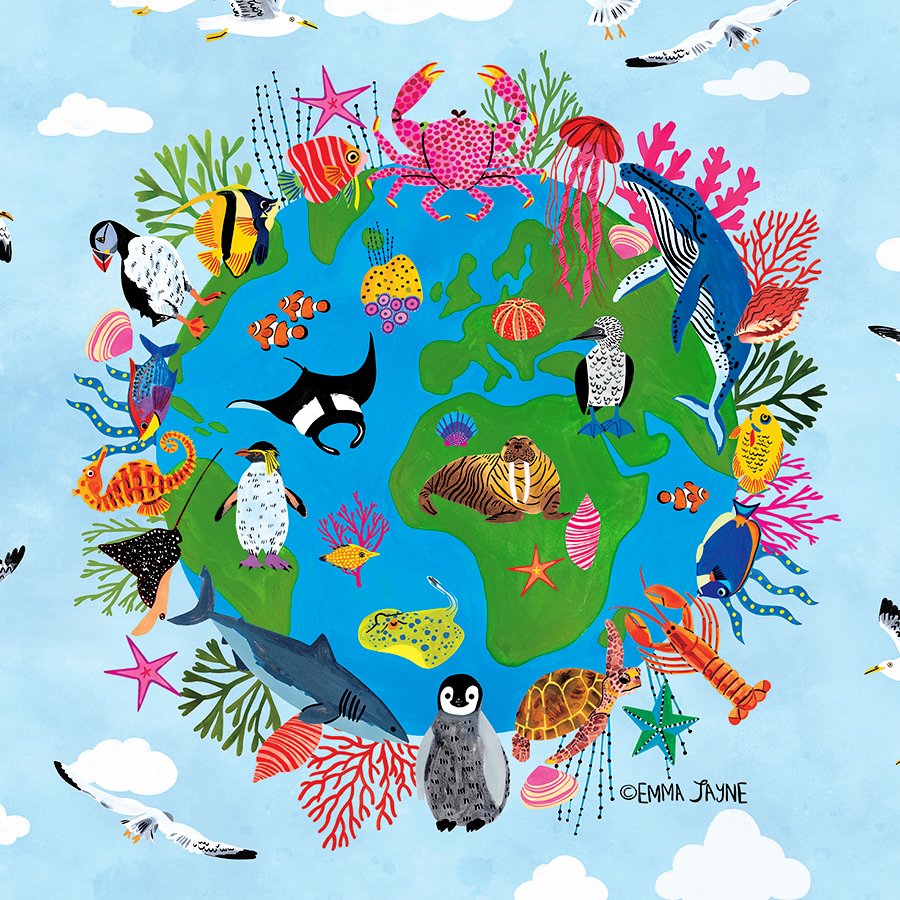 Happy #EarthDay2024! 🌍This image I created for M&S. 

This year's theme is about 'Planet vs. Plastics'. There's a big push to phase out single-use plastics and achieve a 60% reduction by 2024.

#EarthDay #illustrationart #illustrator #kidlitartist #HappyEarthDay #kidlitart