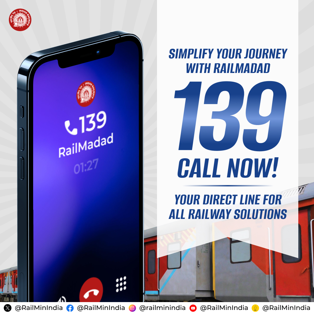 From inquiries to assistance, #RailMadad has got you covered. Just dial 139! Download: iOS: apps.apple.com/in/app/railmad… Playstore: play.google.com/store/apps/det…