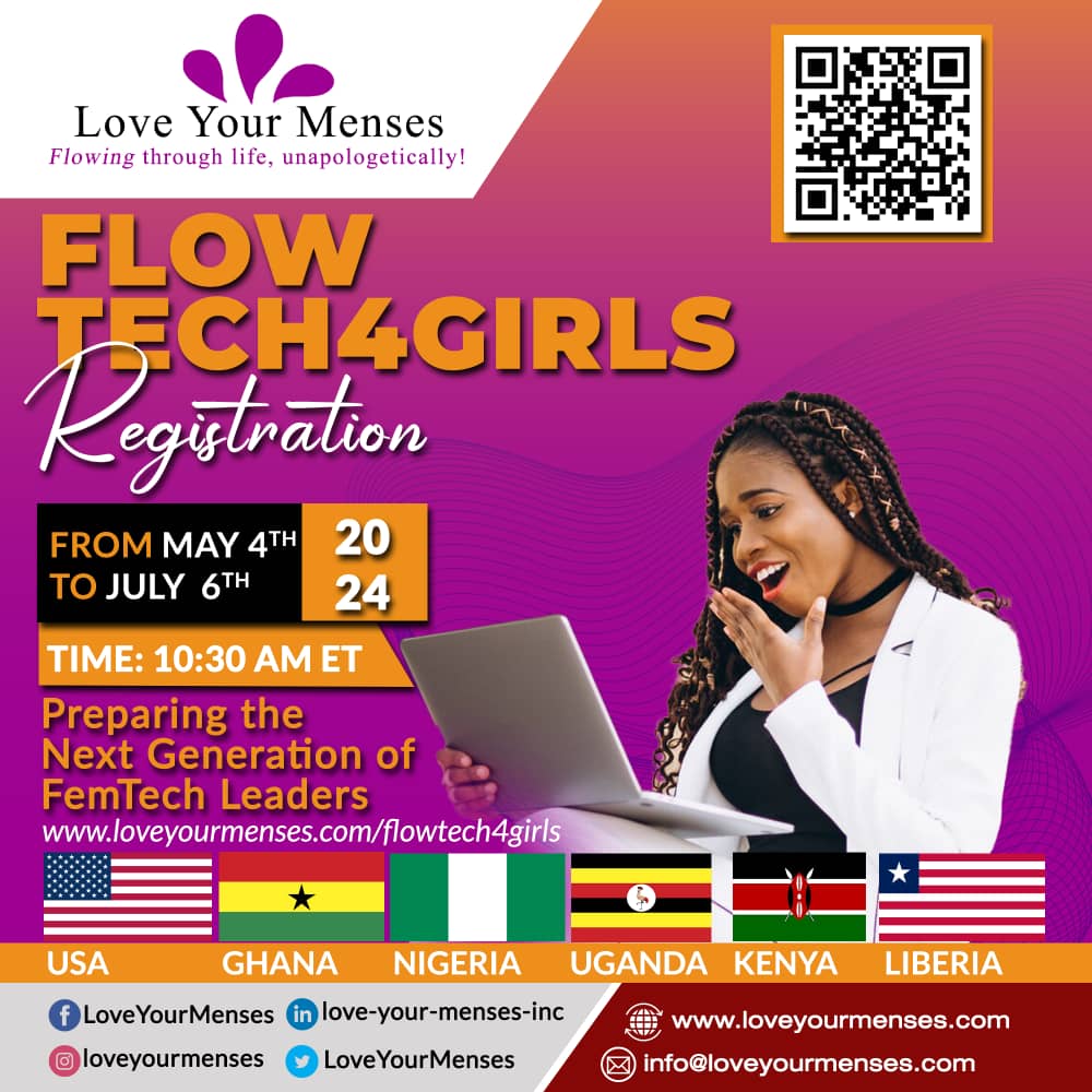 LoveYourMenses's tweet photo. This is a FREE 10 weeks program taught by Physicians, Educators, Public Health and Technology Professionals. Pls use the link to register https://t.co/Lk5kkLn0Da

# flowtech4girls
#girlsintechnology
#menstruationeducation
#loveyourmenses
#globalyouths 
#youth
#innovation
#Ourflow https://t.co/fuAJyBM7Ar