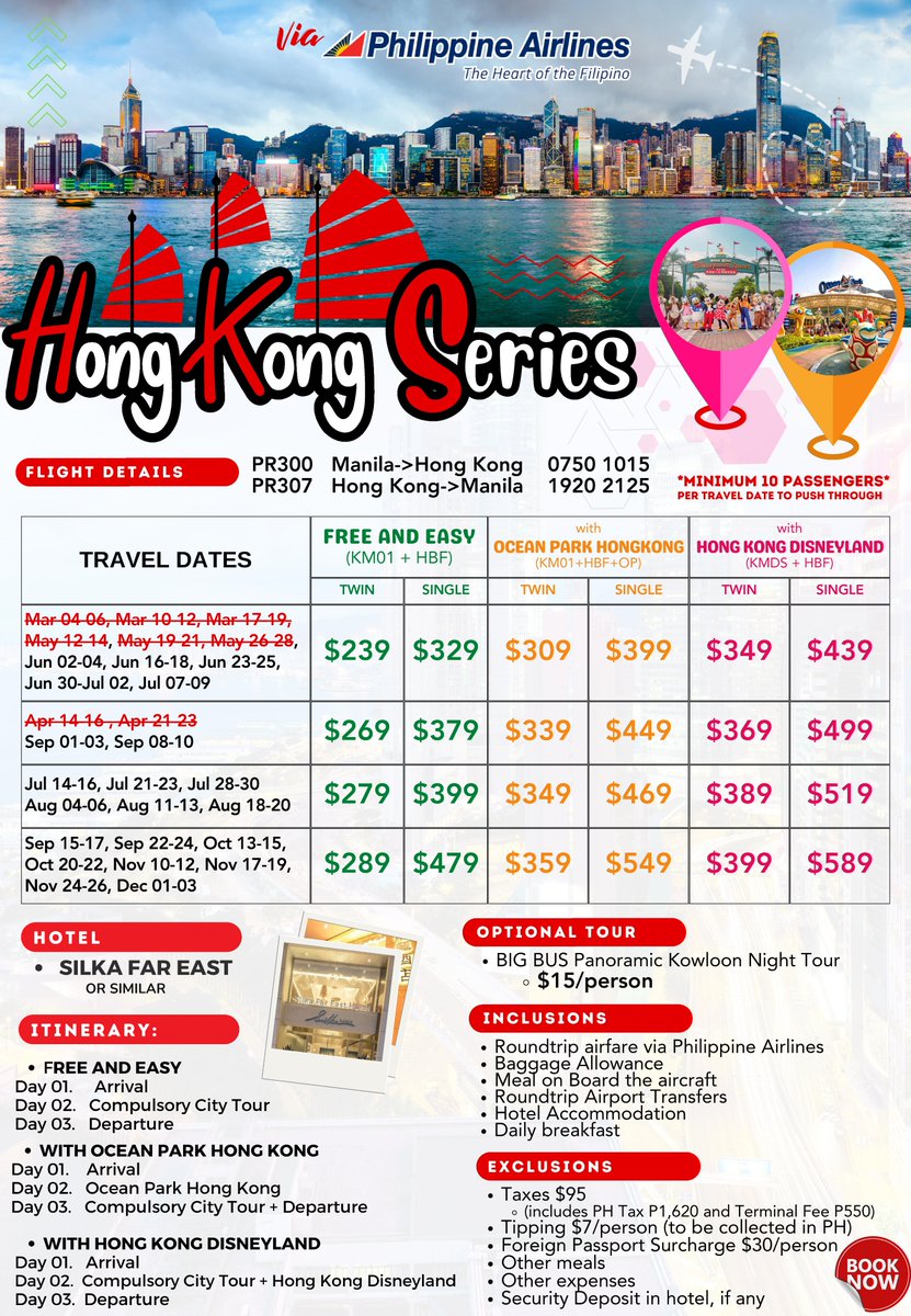HONG KONG 3D2N ALL-IN PACKAGE (AIRFARE via @flypal + HOTEL + TOURS) TRAVEL DATES: March 4 - December 3, 2024 #Skypeak #HK #HongKong #hkdisneyland #disneyland #oceanpark