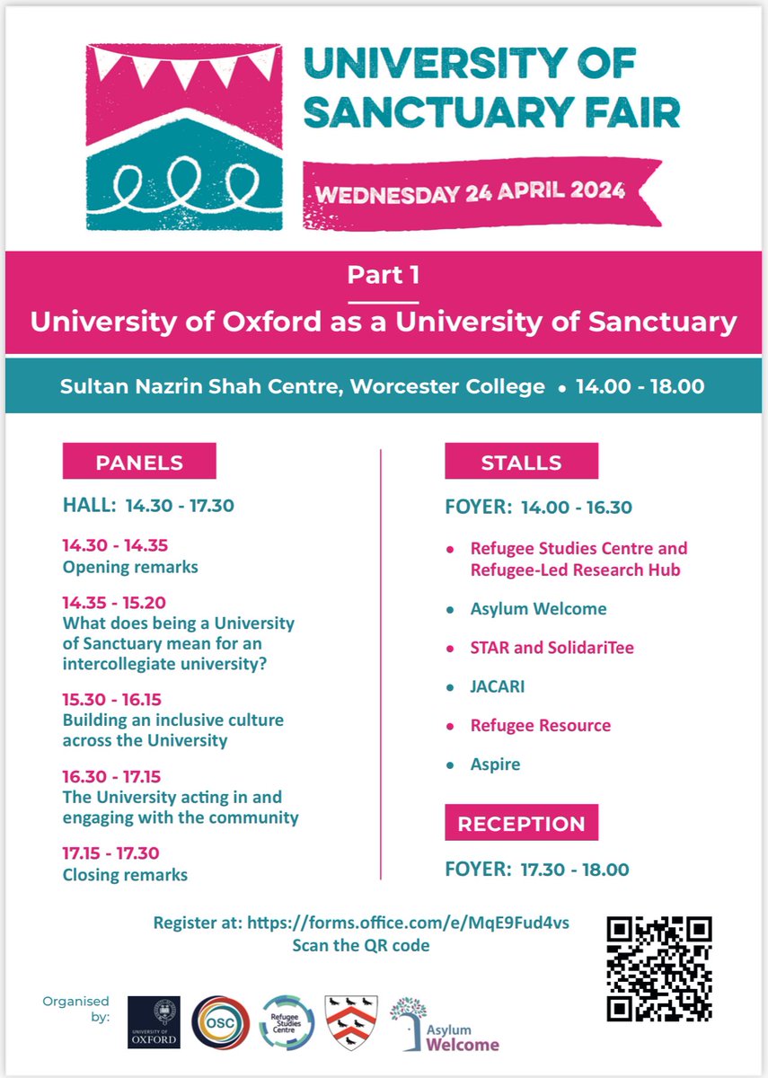 Join us for the University of Oxford’s Sanctuary Fair on the 24th of April from 2-6 pm at Worcester College organised by the <a href="/refugeestudies/">RefugeeStudiesCentre</a> This event aims to bring different members of our university to better understand our commitment to being a university of sanctuary.