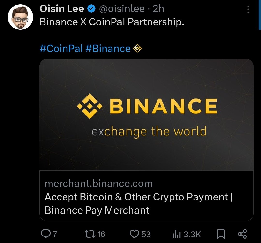 💳 The crypto payments service provider @CoinPal_io, one of the board members of Kaspa Foundation @Kaspa_KEF, is now an official partner of @binance pay.

Are you guys thinking what I am thinking? 🤔