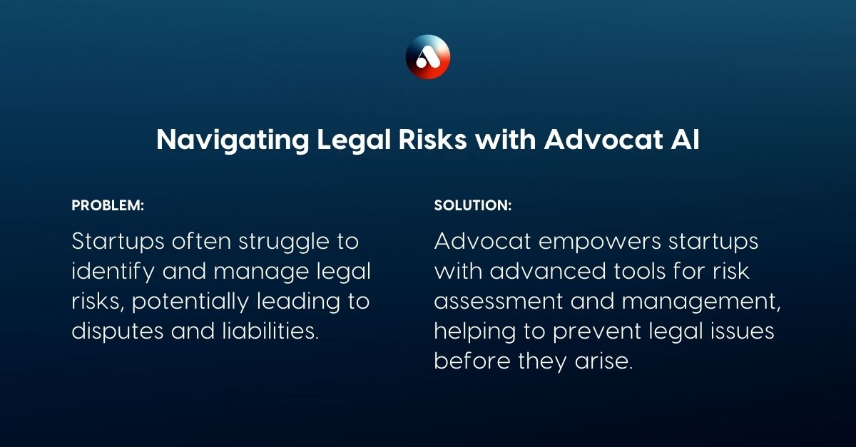 Dodge legal risks before they hit 🛡️💡 With Advocat, startups get the tools to identify and manage legal risks efficiently, keeping the path clear for growth. Ready for proactive risk management? #AdvocatAI #RiskManagement #Startups