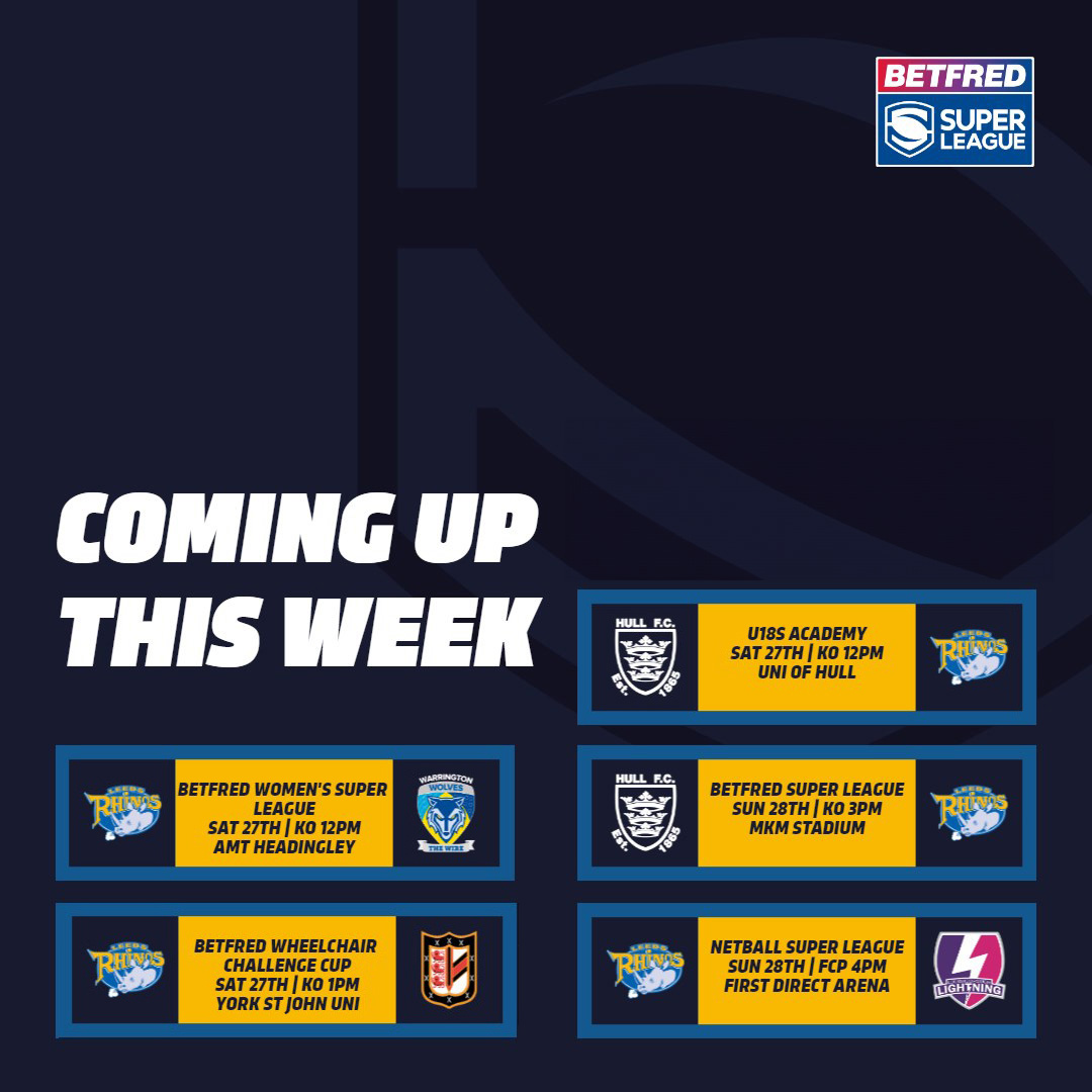 Plenty of games coming up for you this weekend as we have 5⃣ Rhinos sides in action on Saturday and Sunday! Find out more about the fixtures👉therhinos.co.uk/article/20229/…