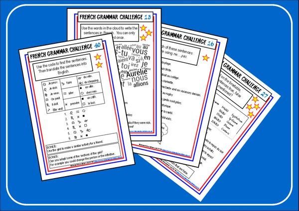 French Grammar Challenge Cards buff.ly/2W0pyUc for learners in KS3 and KS4