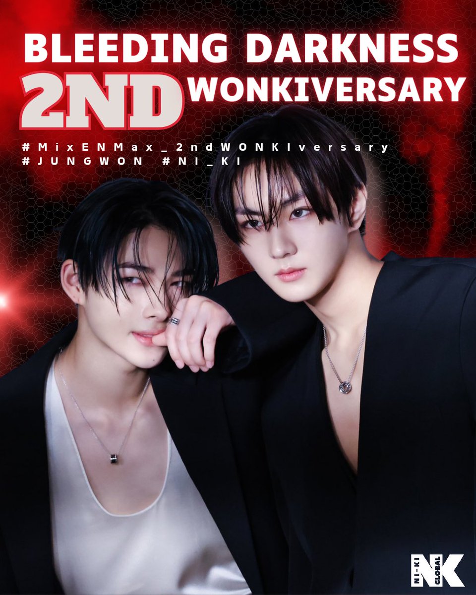 [💜] 240422 • ANNIVERSARY / ACTIVITY ENGENEs~ Tomorrow marks the 2nd anniversary of #JUNGWON and #NI_KI's iconic 'Bleeding Darkness' performance for Mix & Max. Join us for a tag party starting tonight at 11:30PM KST to celebrate this special occasion together! 🎉 Check out