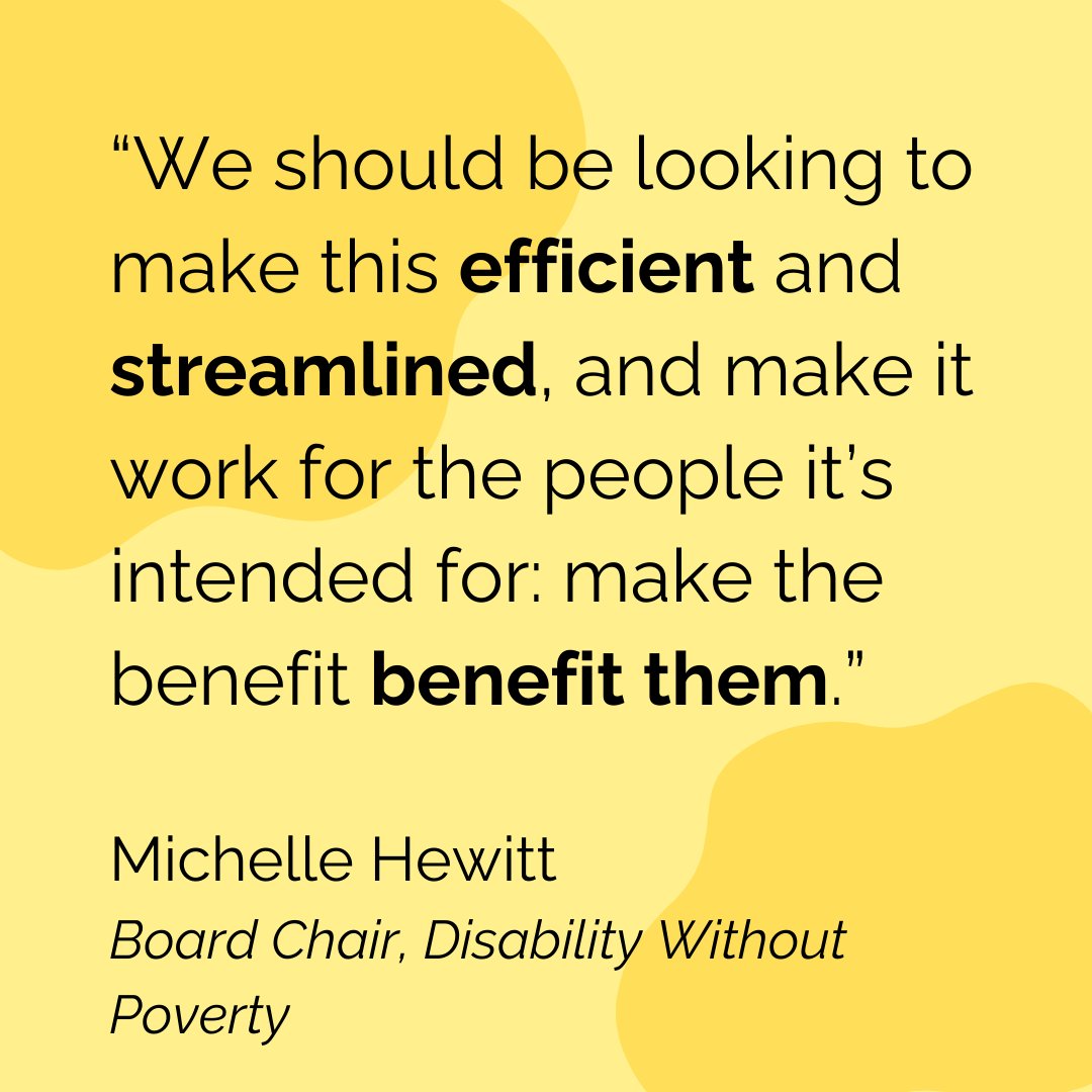 'We should be looking to make this efficient and streamlined, and make it work for the people it's intended for: make the benefit benefit them.' - Michelle Hewitt, Board Director of Disability Without Poverty #CDBActionNow #DisabilityWithPossibility #WeAreThe27Percent