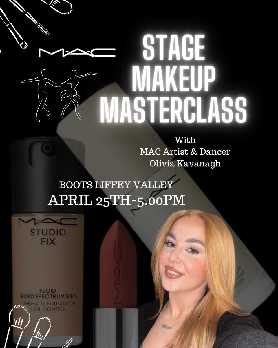 Unleash your creativity and learn the art of stage makeup from the experts themselves. Join MAC in Boots Liffey Valley for an exclusive Stage Makeup Masterclass on April 25th at 5PM 🎭💄