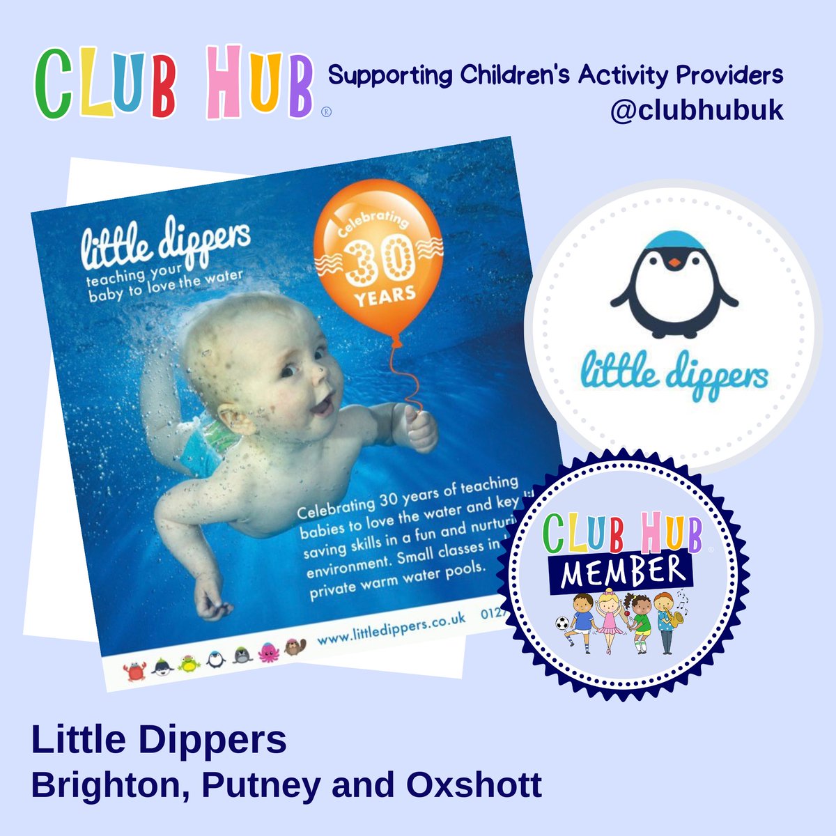 Did you know that @l_dippers provide warm water pools across Brighton, Putney and Oxshott?
Contact them at info@littledippers.co.uk for more details.

#clubhubmember #babyswim #littledippers #swimminglessons #brighton #putney #oxshott #brightonmums #putneymums #babyswimming