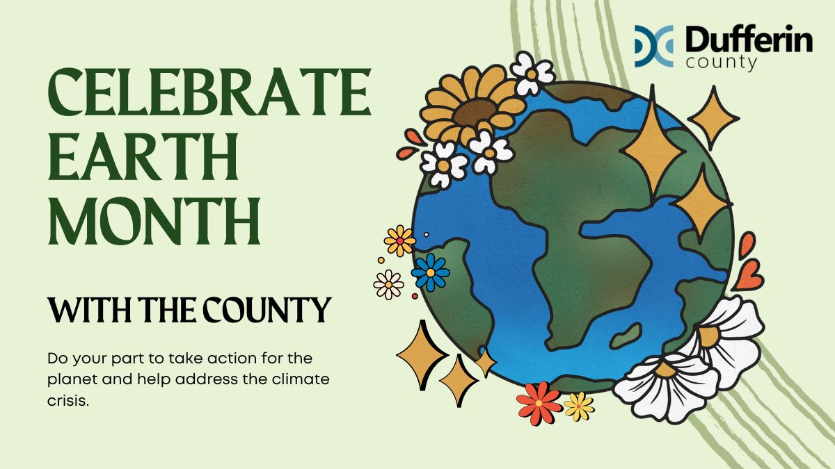 Happy #EarthDay, #DufferinCounty! 💚 We have lots going on this week to help address the climate crisis. Visit our @DufferinWaste team at Alder Rec Centre, bring your kids to a local library reading or attend a community gardening workshop! Details: ow.ly/4KHB50Rk09y