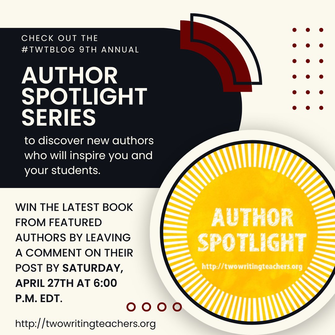 ✍️ICYMI: Catch up on last week's #TWTBlog Author Spotlight Series.
📖There's a book giveaway for those who share comments on each author's post!
➡️Catch up quick: twowritingteachers.org/2024/04/22/icy…