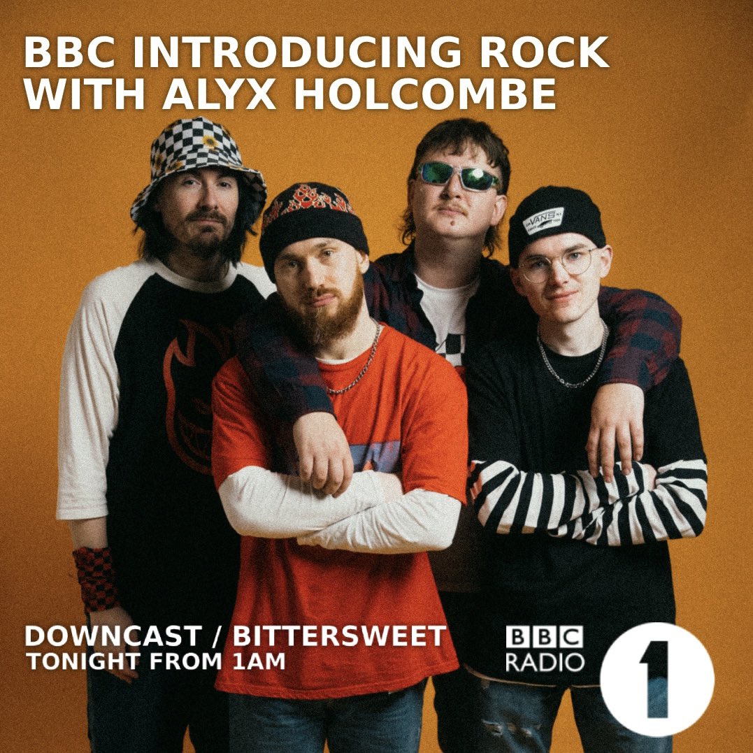 we’re going to be played on @BBCR1 for the first time ever 🏁🛹🔥💿 massive thanks to @AlyxHolcombe who will be spinning ‘bittersweet’ on the introducing rock show tonight 🙌🫶
