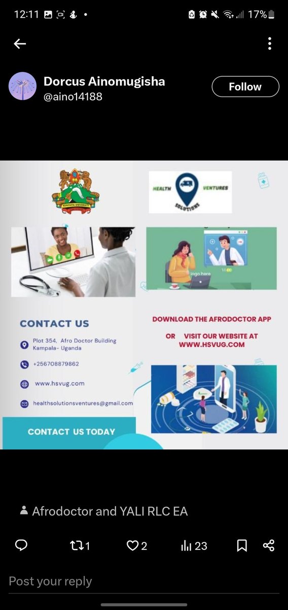PatienceTus's tweet photo. Are you in need of medical services from the comfort of your home ? 
   Then why not try downloading the afrodoctor  app and book a slot to see a doctor or get an appointment at your desired time form the comfort of your place https://t.co/HFkc2BkiUK