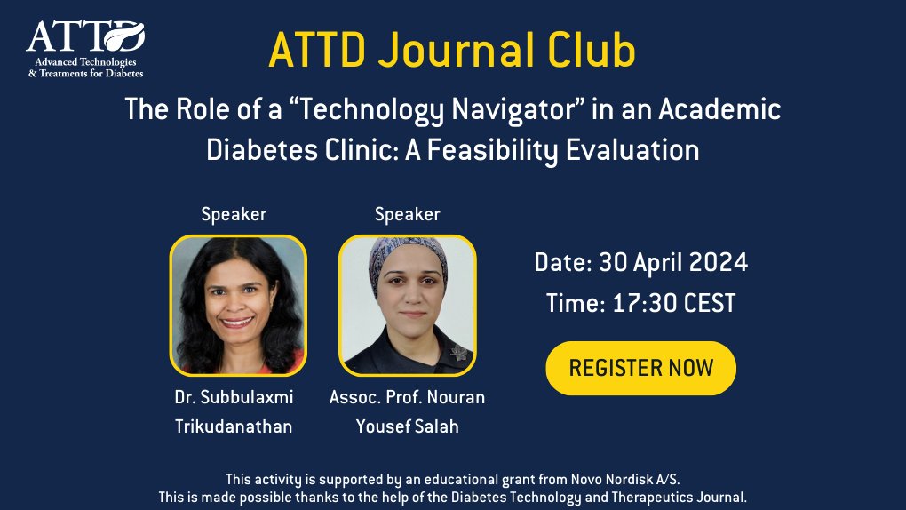 Mark your calendars for the first #ATTDJournalClub!🎉 During this session, Dr. Trikudanathan will present her article: bit.ly/4aKqixS 🗓️Date: 30 April 2024 ⏰Time: 17:30 CEST Secure your spot 👉 bit.ly/4cVU8ld #ATTD24 #Diabetes #UNLOKEducation #KenesEducation