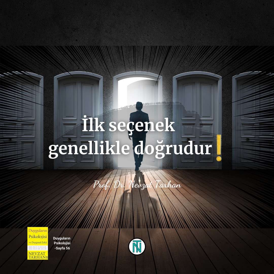 Kişi, hisleri sayesinde yanlışa gitmekten kurtulur. #HislerinGücü #DuygularınRehberliği #DuygularınPsikolojisi #NevzatTarhan