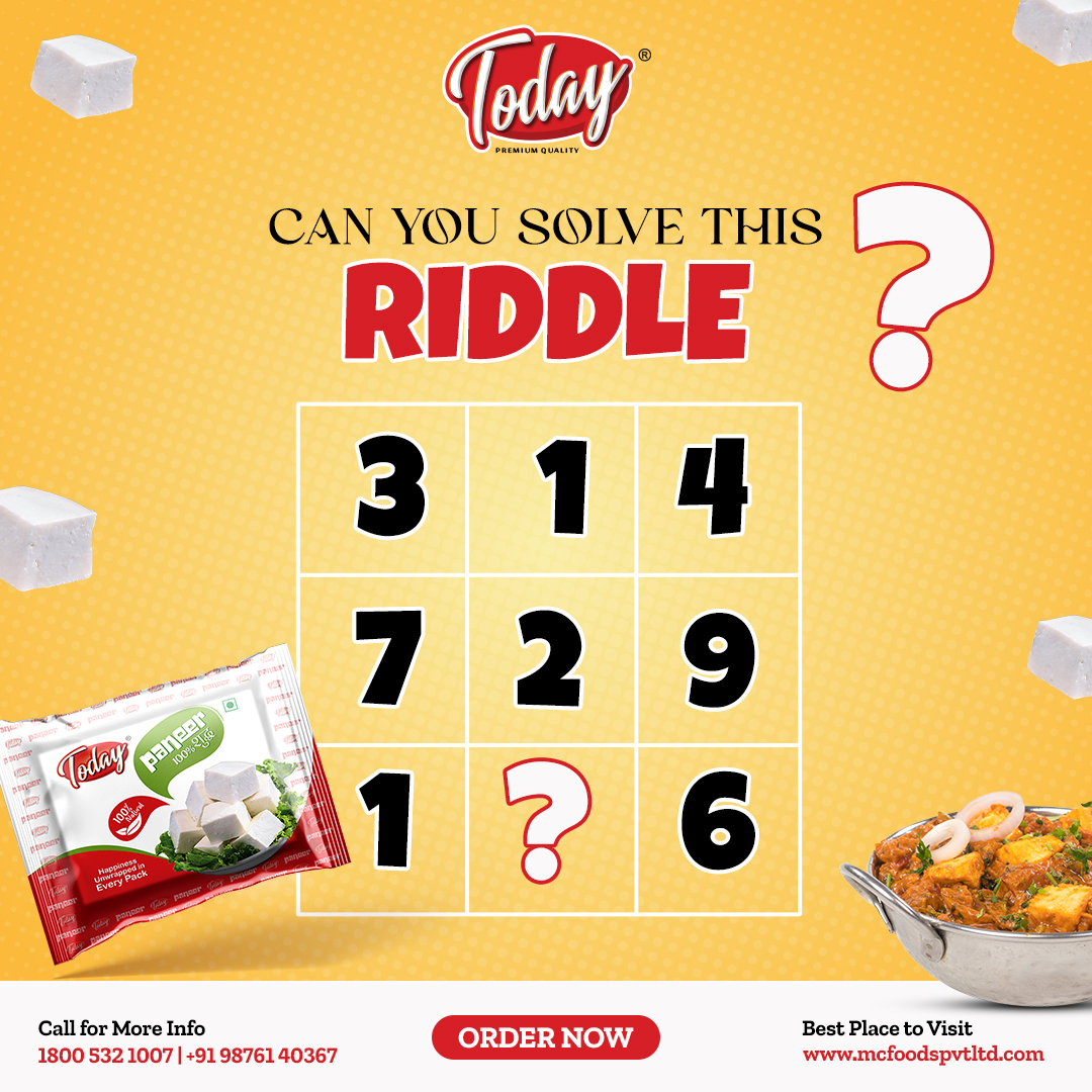 Riddle 2- Can you solve this riddle? 🤔 Comment below with your answer! 🥛🧩

#TodayMilkRiddles #BrainTeasers #GuessTheAnswer #DairyMystery #TodayMilkIndia #Todaymilk