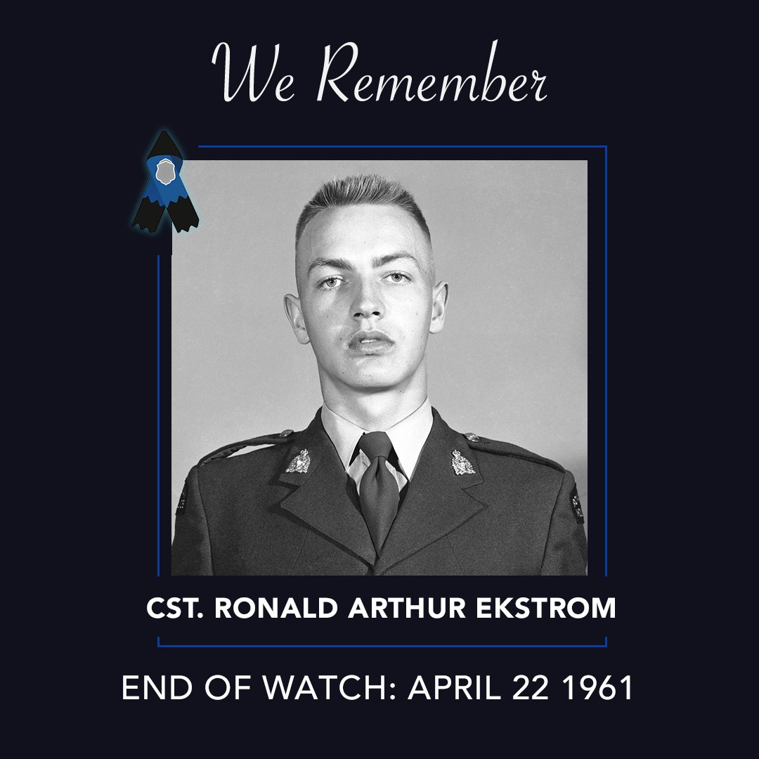 We remember Cst. Ronald Arthur Ekstrom, who was killed in a traffic accident near Lytton, British Columbia on April 22, 1961. #RCMPNeverForget