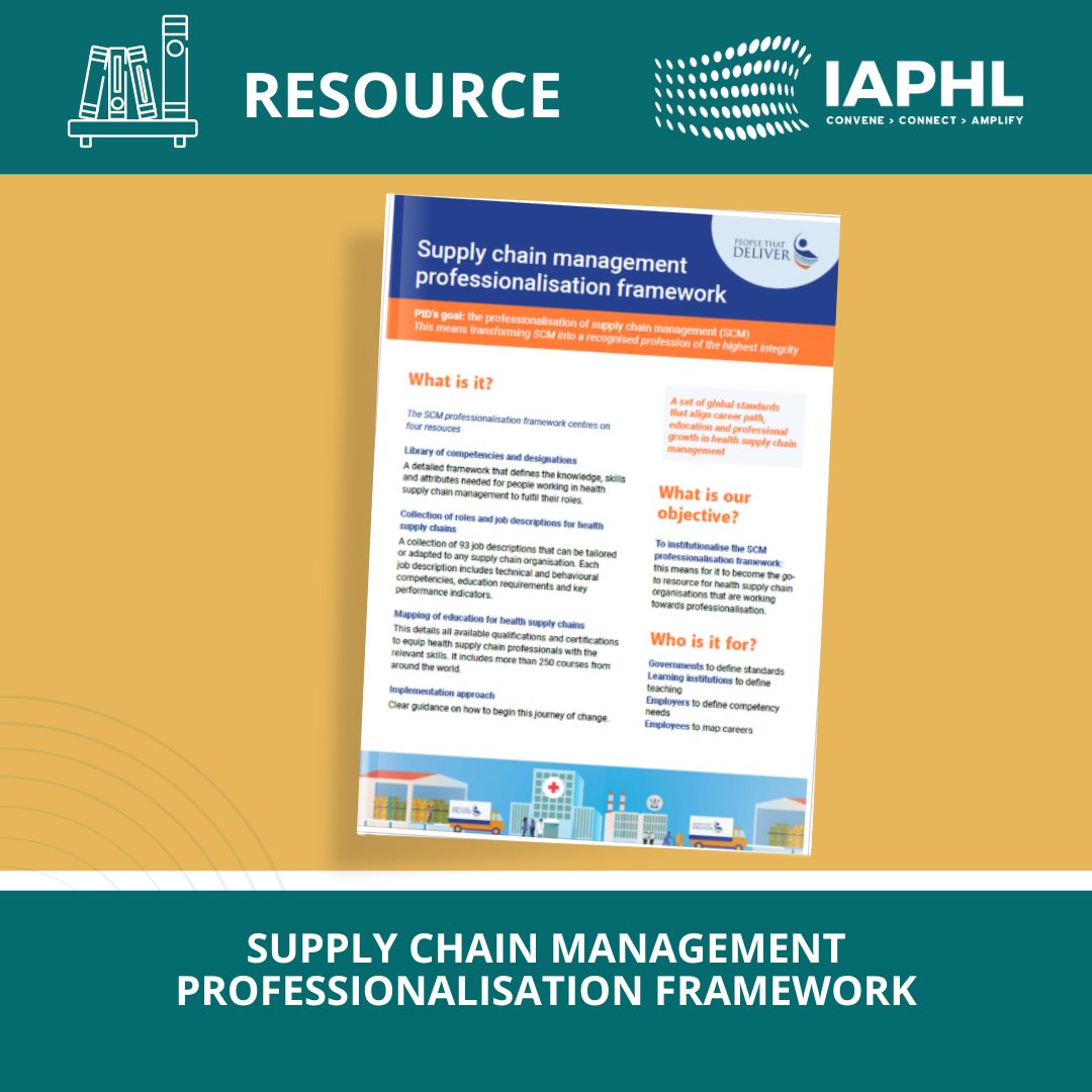 Working on improving your supply chain performance? Check out the PtD Supply chain management professionalization framework. It is a set of global standards that align career paths, education, and professional growth in health supply chain management. ow.ly/QHJB50RkZTJ