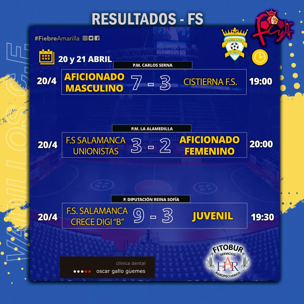 Resultados 20 y 21 de Abril. 💛💙 #FiebreAmarilla #FamiliaVadillista