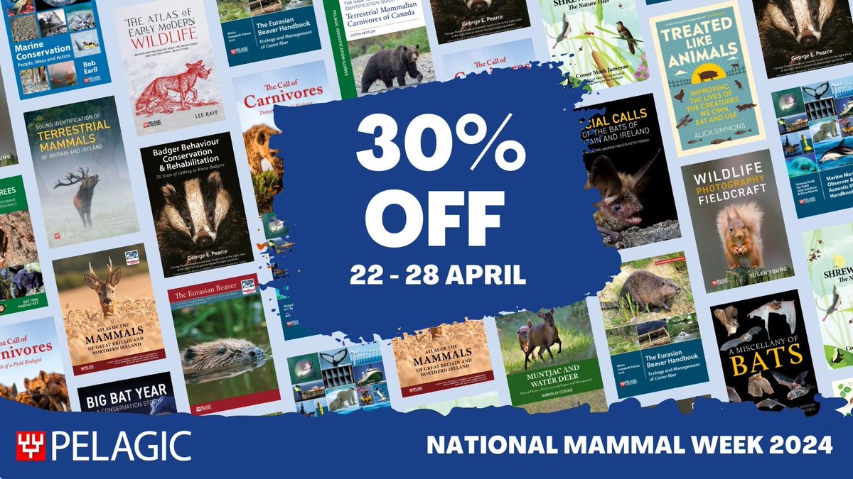 In celebration of #NationalMammalWeek we're offering 30% off our entire mammal collection 📚 This week only use code: MAMMAL30 at the checkout 🛒 View the collection ➡️ loom.ly/ahcP82U #mammalweek #mammalsociety #booksale