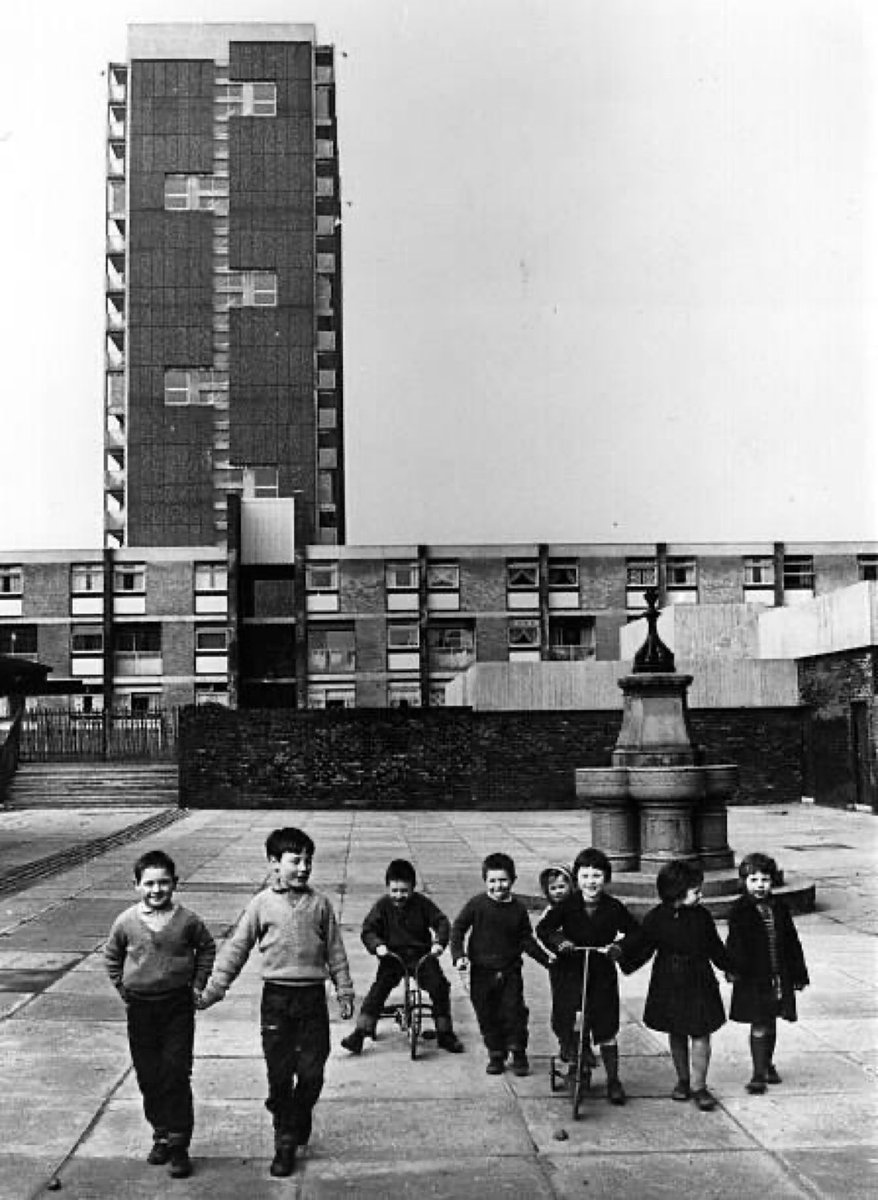 Children in the rebuilt Gorbals, Glasgow 1960s. Photograph by Albert McCabe. #brutalmonday