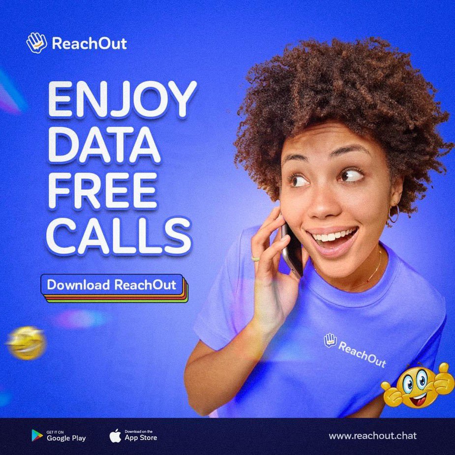 Unlimited calls on ReachOut. What’s not to love. Download the app today!!! 

#Funfact : Data you buy on ReachOut Don't Expire!

Playstore: bit.ly/44Ti9nI

#ReachOutApp #DownloadNow #Freedata  #NoDataNoWorries #CrystalClearCall